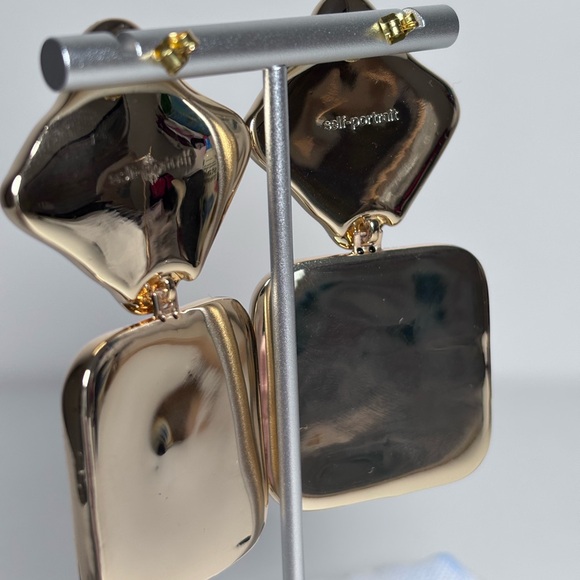 Self Portrait Revolve Mottled Gold Pearl Tiered Luxury Statement Earrings New - Picture 5 of 7